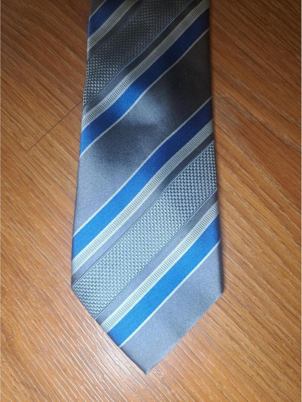 Donald Trump Signature Silk Tie Gray Blue Striped Handmade